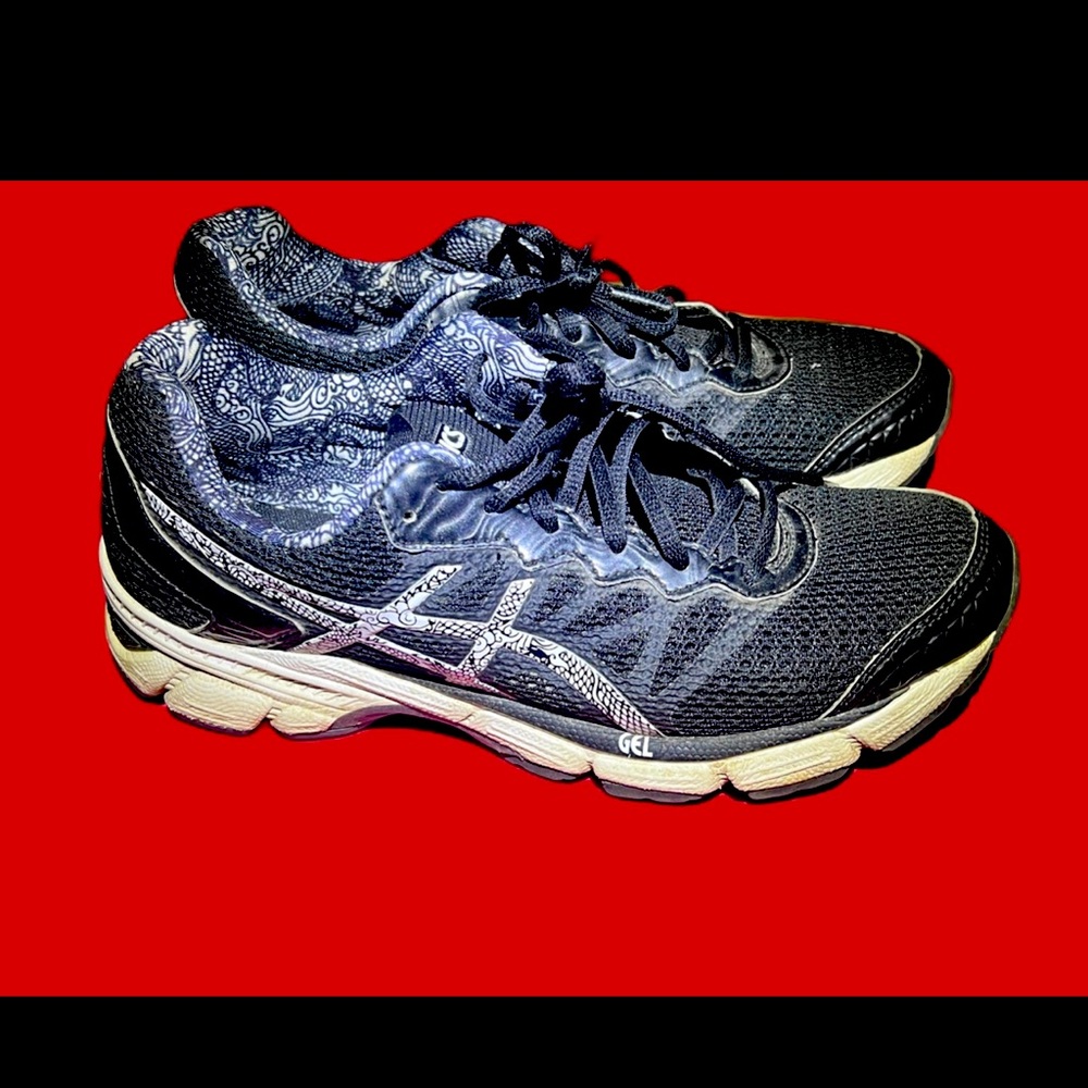 WOMENS ASICS SZ 8 1/2 BLACK/WHITE SNEAKERS SHOES
